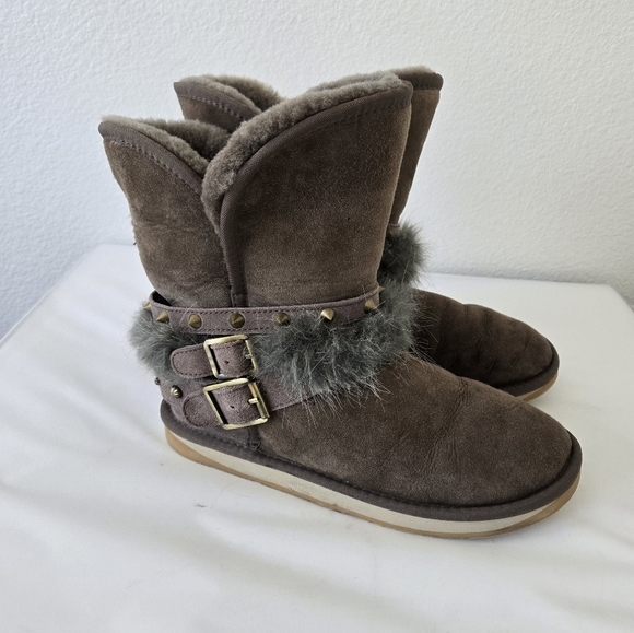 Australia Luxe Hatchet Short Boot Shearling Lining Size 9 in Brown - Picture 3 of 16